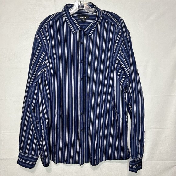 Claiborne Other - Claiborne Men's Button-Down Shirt Long Sleeve Blue Striped Size XXL